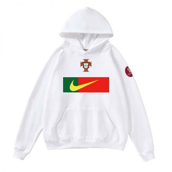 Men Portugal World Cup Soccer Hoodie White 001