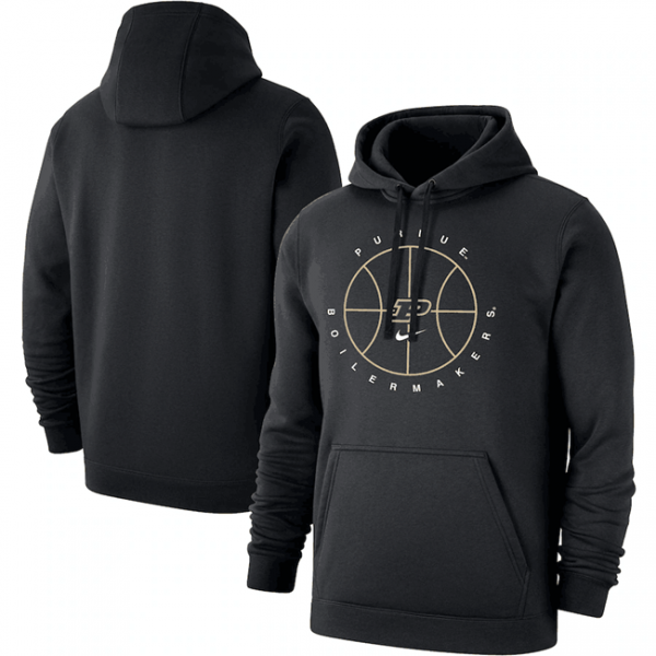 Men Purdue Boilermakers Black Basketball Icon Club Fleece Pullover Hoodie