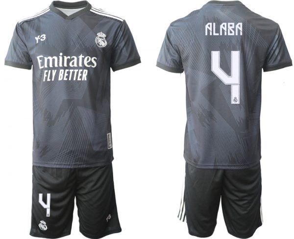 Men Real Madrid #4 David Alaba 22/23 Black Soccer Jersey Suit