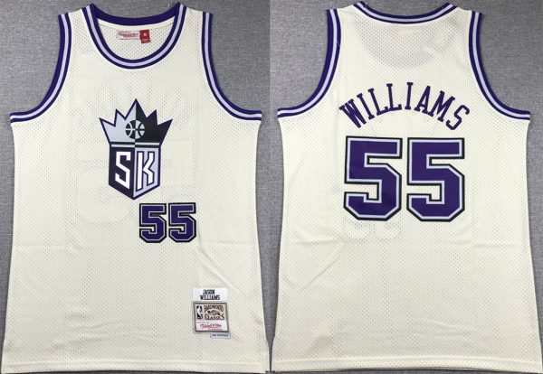 Men Sacramento Kings #55 Jason Williams White Throwback Stitched Jersey