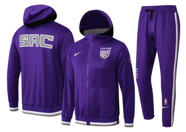 Men Sacramento Kings 75th Anniversary Purple Performance Showtime Full-Zip Hoodie Jacket And Pants Suit
