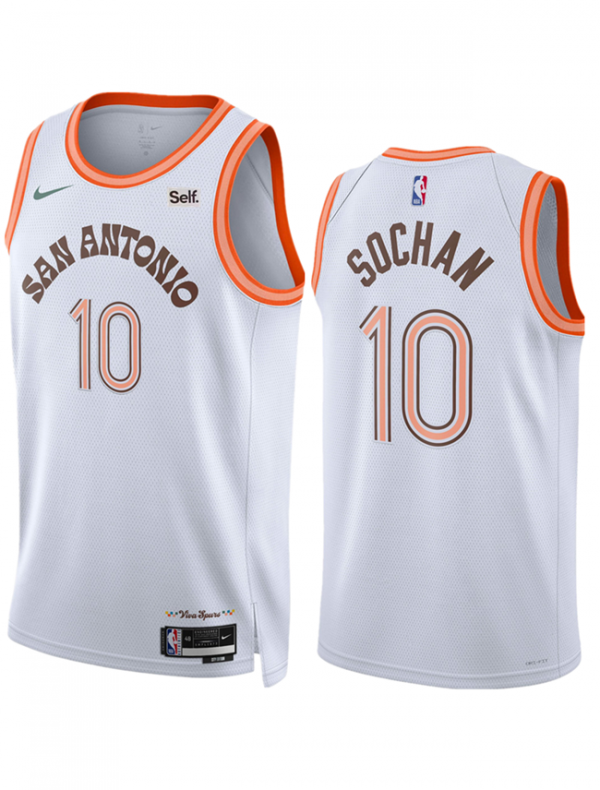 Men San Antonio Spurs #10 Jeremy Sochan White 2023/24 City Edition Stitched Basketball Jersey