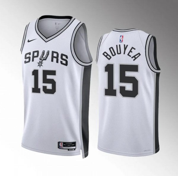 Men San Antonio Spurs #15 Jamaree Bouyea White Association Edition Stitched Basketball Jersey
