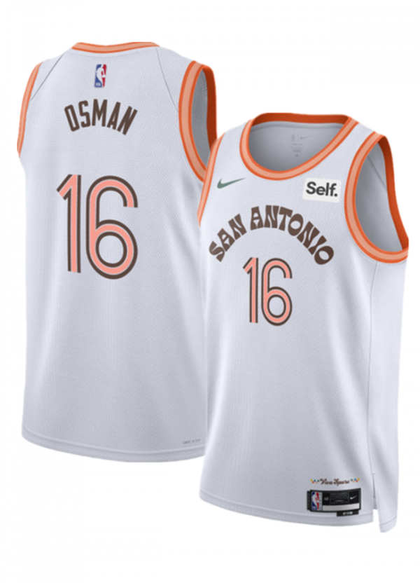 Men San Antonio Spurs #16 Cedi Osman White 2023/24 City Edition Stitched Basketball Jersey