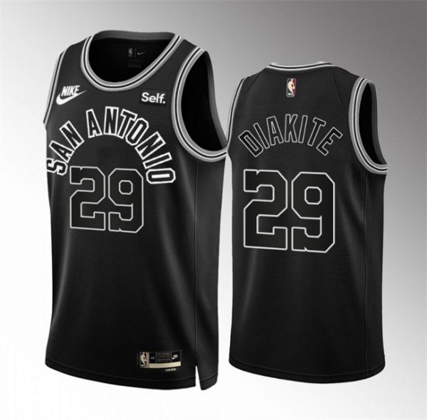 Men San Antonio Spurs #29 Mamadi Diakite Black Icon Edition Stitched Basketball Jersey