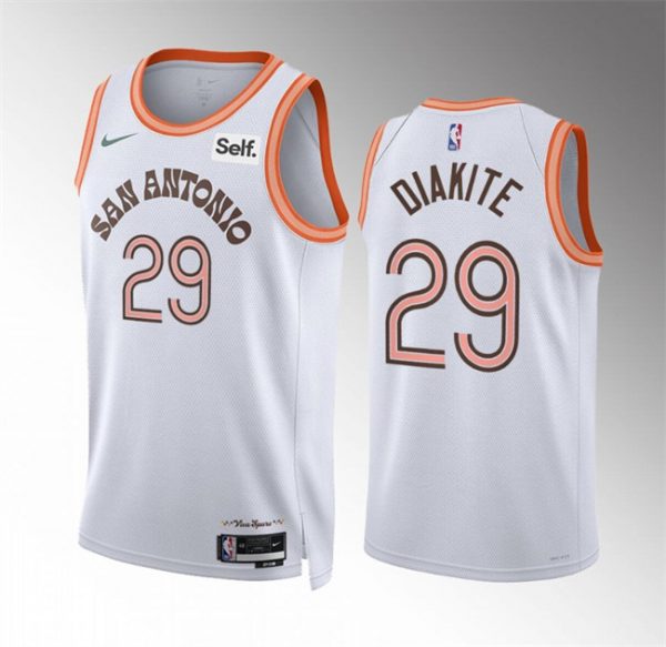 Men San Antonio Spurs #29 Mamadi Diakite White 2023/24 City EditionStitched Basketball Jersey