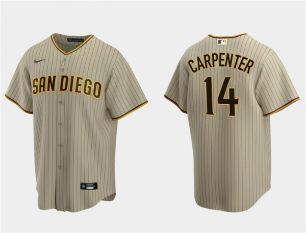Men San Diego Padres #14 Matt Carpenter Tan Cool Base Stitched Jersey