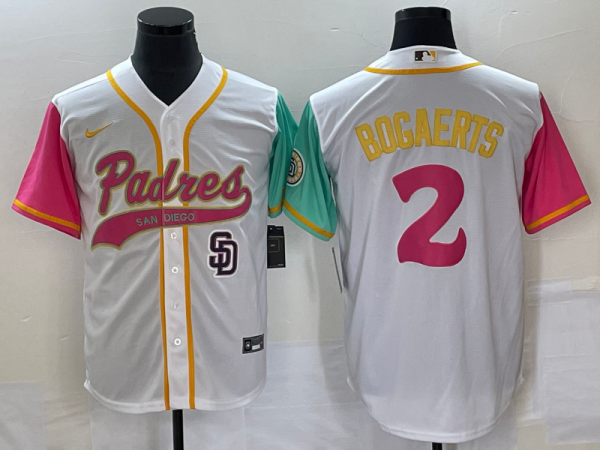 Men San Diego Padres #2 Xander Bogaerts White City Connect Cool Base With Patch Stitched Baseball Jersey
