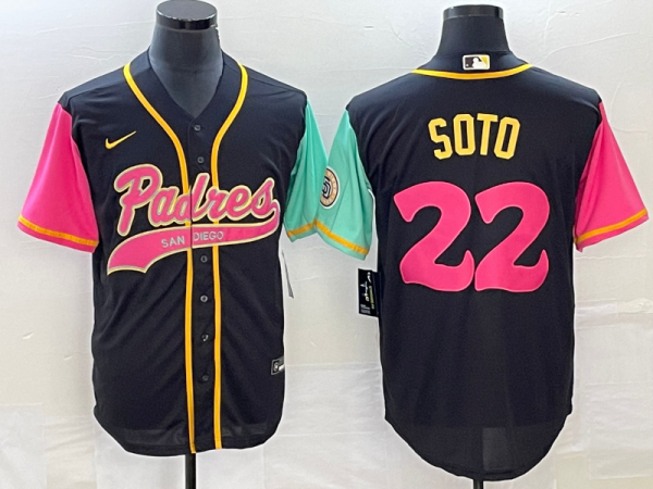 Men San Diego Padres #22 Juan Soto Black Cool Base Stitched Baseball Jersey