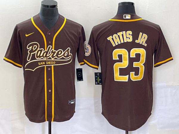 Men San Diego Padres #23 Fernando Tatis Jr. Brown Cool Base Stitched Baseball Jersey