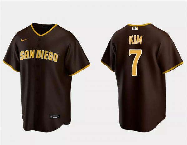 Men San Diego Padres #7 Ha-Seong Kim Brown Cool Base Stitched Jersey