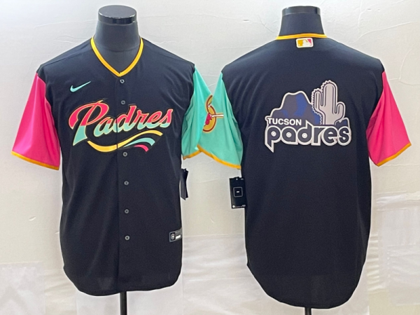 Men San Diego Padres Black Team Big Logo City Connect Cool Base Stitched Baseball Jersey