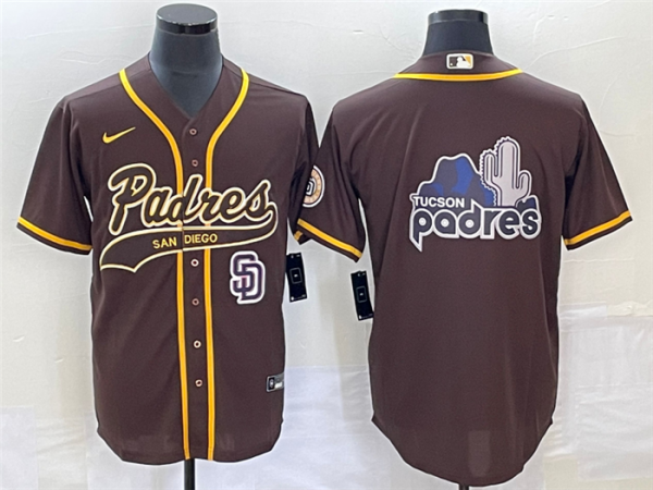 Men San Diego Padres Brown Big Logo In Back Cool Base Stitched Baseball Jersey