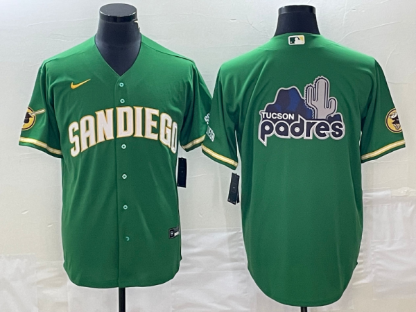Men San Diego Padres Green Team Big Logo Cool Base Stitched Baseball Jersey 002