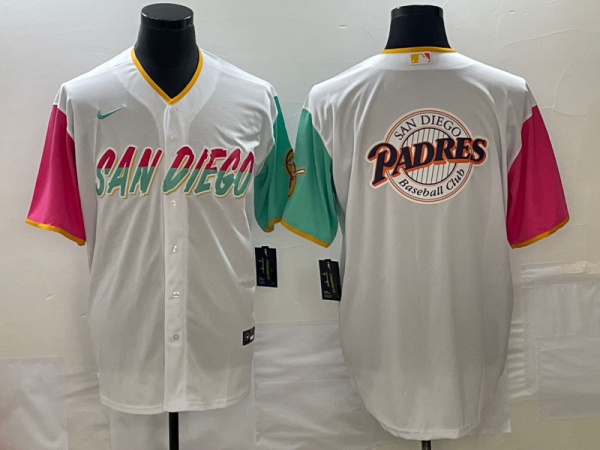 Men San Diego Padres White Team Big Logo City Connect Cool Base Stitched Baseball Jersey