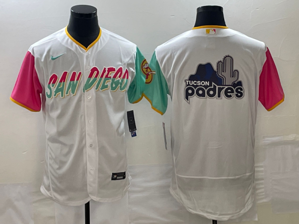 Men San Diego Padres White Team Big Logo City Connect Flex Base Stitched Baseball Jersey