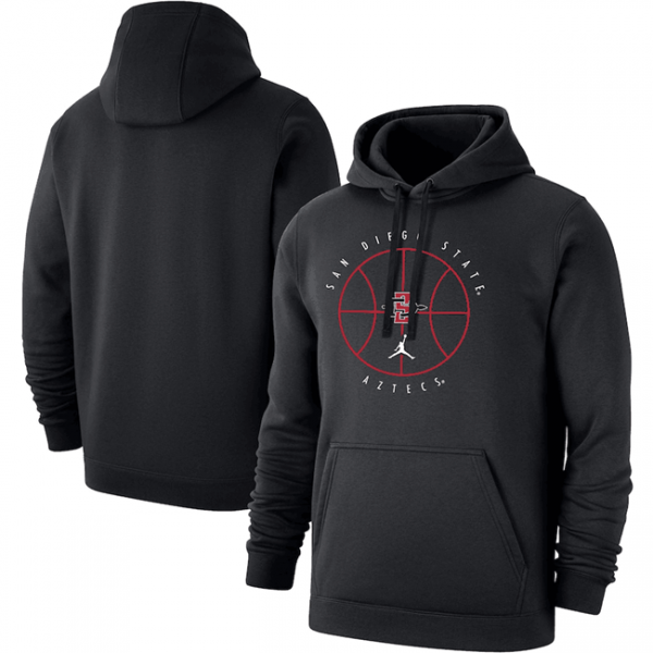 Men San Diego State Aztecs Black Basketball Icon Club Fleece Pullover Hoodie