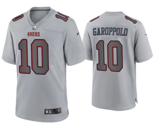 Men San Francisco 49ers #10 Jimmy Garoppolo Grey Atmosphere Fashion Stitched Game Jersey
