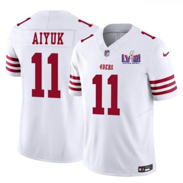 Men San Francisco 49ers #11 Brandon Aiyuk White F.U.S.E. Super Bowl LVIII Patch Vapor Untouchable Limited Stitched Football Jersey