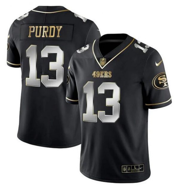 Men San Francisco 49ers #13 Brock Purdy Black Gold Stitched Jersey