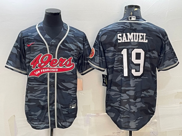 Men San Francisco 49ers #19 Deebo Samuel Grey Camo With Patch Cool Base Stitched Baseball Jersey