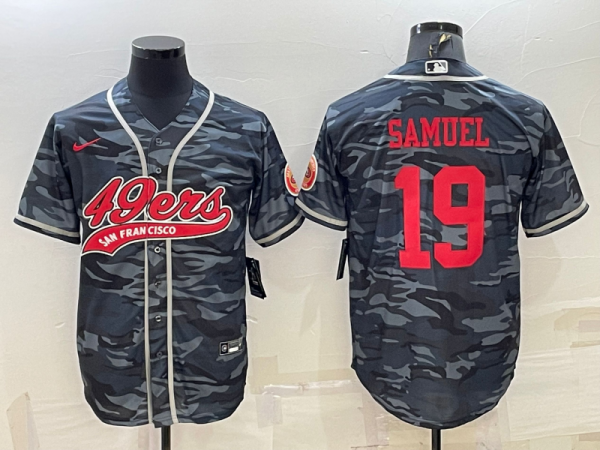 Men San Francisco 49ers #19 Deebo Samuel Grey Red Camo With Patch Cool Base Stitched Baseball Jersey