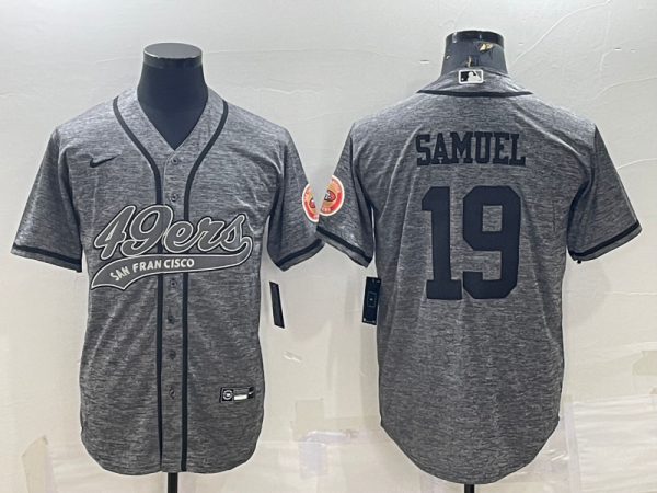 Men San Francisco 49ers #19 Deebo Samuel Grey With Patch Cool Base Stitched Baseball Jersey