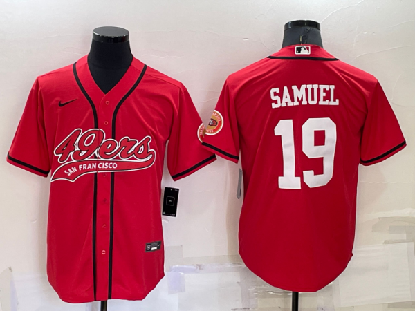 Men San Francisco 49ers #19 Deebo Samuel Red Cool Base Stitched Baseball Jersey