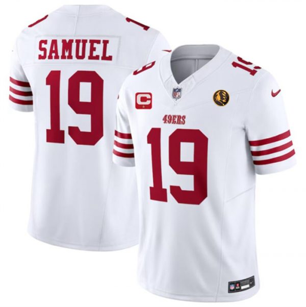 Men San Francisco 49ers #19 Deebo Samuel White 2023 F.U.S.E. With 1-star C Ptach And John Madden Patch Vapor Limited Stitched Football Jersey