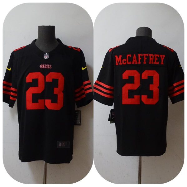 Men San Francisco 49ers #23 Christian McCaffrey 2022 Black Vapor Untouchable Stitched Jersey