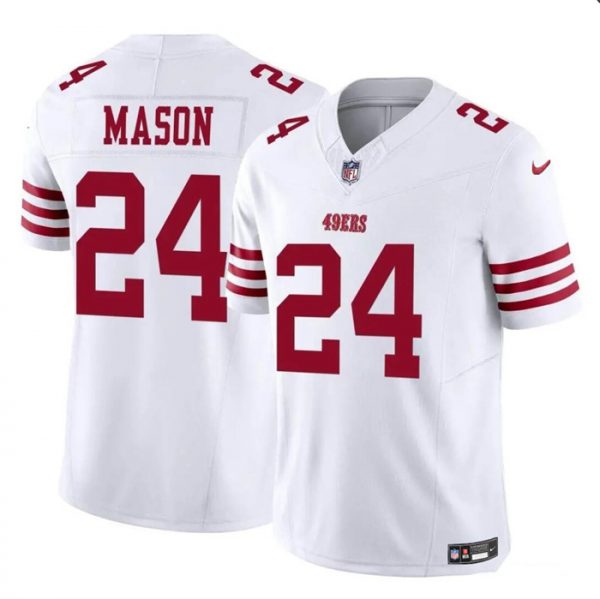 Men San Francisco 49ers #24 Jordan Mason White 2023 F.U.S.E. Stitched Football Jersey