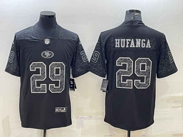 Men San Francisco 49ers #29 Talanoa Hufanga Black Reflective Limited Stitched Football Jersey