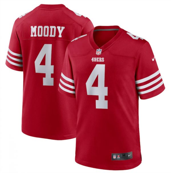 Men San Francisco 49ers #4 Jake Moody Red Stitched Football Game Jersey