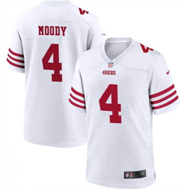 Men San Francisco 49ers #4 Jake Moody White Stitched Football Game Jersey