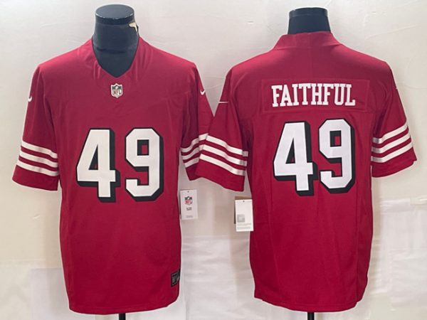 Men San Francisco 49ers #49 Faithful New Red 2023 F.U.S.E. Vapor Untouchable Limited Stitched Football Jersey