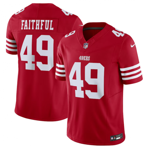 Men San Francisco 49ers #49 Faithful Red 2023 F.U.S.E. Vapor Untouchable Limited Stitched Football Jersey