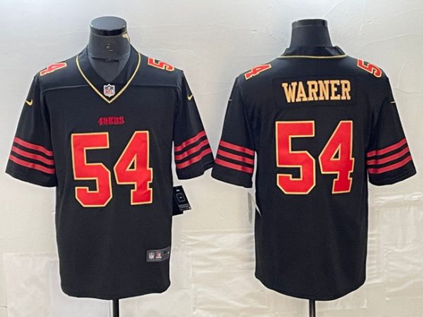 Men San Francisco 49ers #54 Fred Warner Black Gold Stitched Jersey