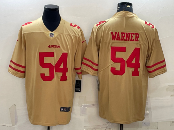 Men San Francisco 49ers #54 Fred Warner Gold Stitched Football Jersey