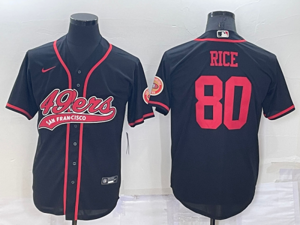Men San Francisco 49ers #80 Jerry Rice Black Cool Base Stitched Baseball Jersey