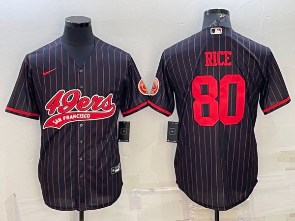Men San Francisco 49ers #80 Jerry Rice Black With Patch Cool Base Stitched Baseball Jersey