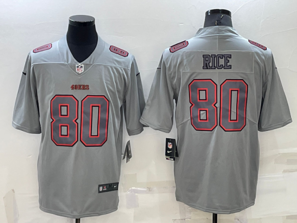 Men San Francisco 49ers #80 Jerry Rice Grey Atmosphere Fashion Stitched Jersey