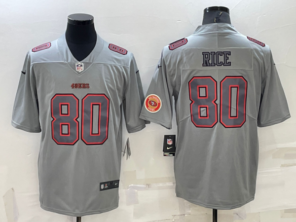 Men San Francisco 49ers #80 Jerry Rice Grey With Patch Atmosphere Fashion Stitched Jersey