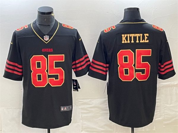 Men San Francisco 49ers #85 George Kittle Black Gold Stitched Jersey