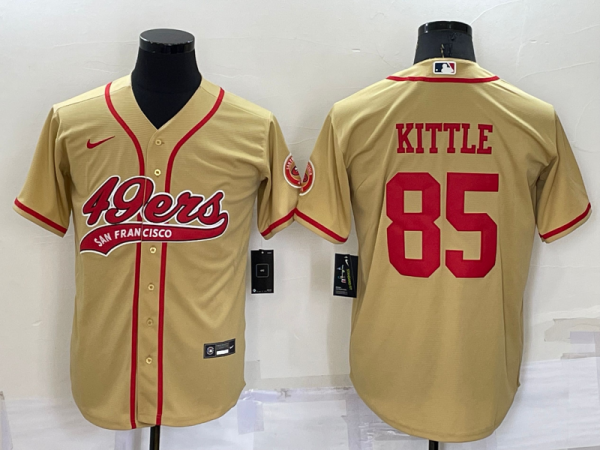 Men San Francisco 49ers #85 George Kittle Gold Cool Base Stitched Baseball Jersey