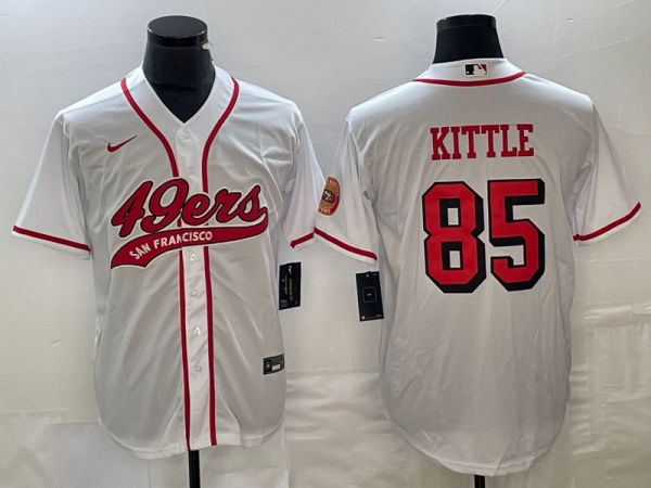 Men San Francisco 49ers #85 George Kittle New White Cool Base Stitched Baseball Jersey
