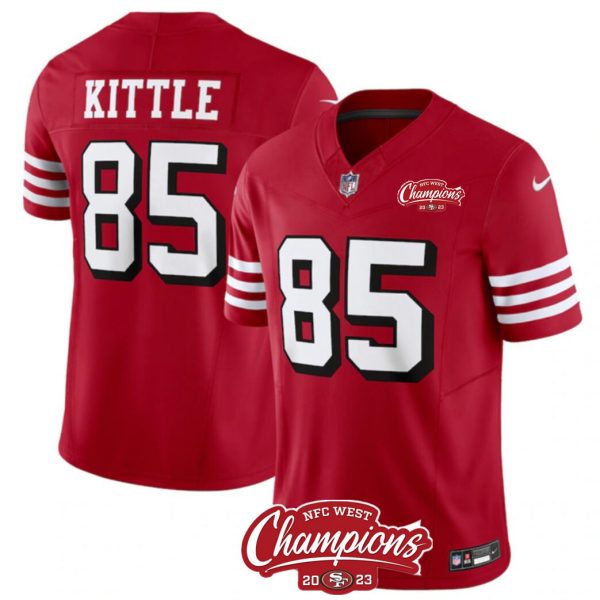 Men San Francisco 49ers #85 George Kittle Red 2023 F.U.S.E. NFC West Champions Patch Alternate Stitched Football Jersey