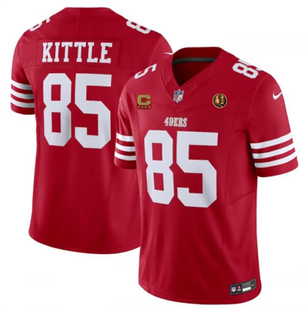 Men San Francisco 49ers #85 George Kittle Red 2023 F.U.S.E. With 4-star C Ptach AndJohn Madden Patch Vapor Limited Stitched Football Jersey