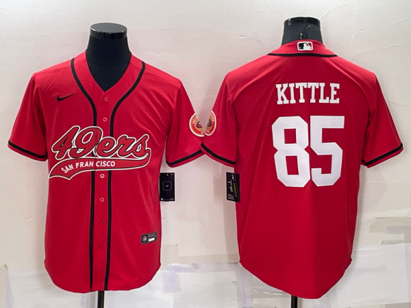 Men San Francisco 49ers #85 George Kittle Red Cool Base Stitched Baseball Jersey