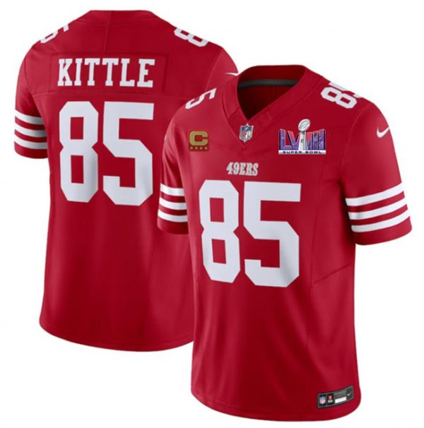 Men San Francisco 49ers #85 George Kittle Red F.U.S.E. Super Bowl LVIII Patch And 4-star C Patch Vapor Untouchable Limited Stitched Football Jersey