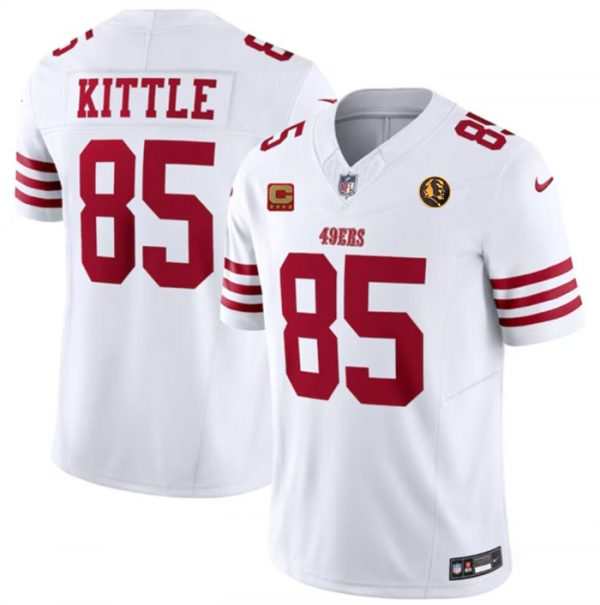 Men San Francisco 49ers #85 George Kittle White 2023 F.U.S.E. With 4-star C Ptach And John Madden Patch Vapor Limited Stitched Football Jersey